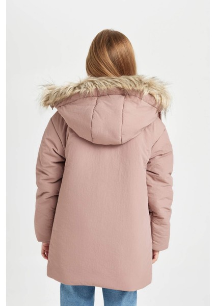 Kız Çocuk Çıkarılabilir Suni Kürk Yaka Kapüşonlu Parka C8515A824AU