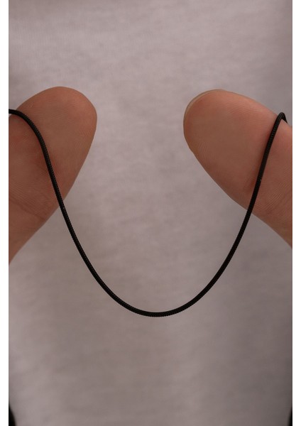 Erkek Çelik Kolye - Snake Yılan Sarp Siyah Erkek Çelik Kolye Zincir Yuvarlak Model