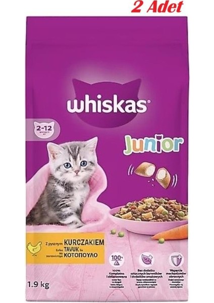 Junior Tavuklu Yavru Kuru Kedi Maması 1.9 Kg*2 Adet