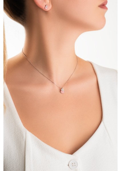 Kalsedon Zarafeti 18 Ayar Beyaz Altın Kaplama 42 cm Gümüş Kolye fırsatları