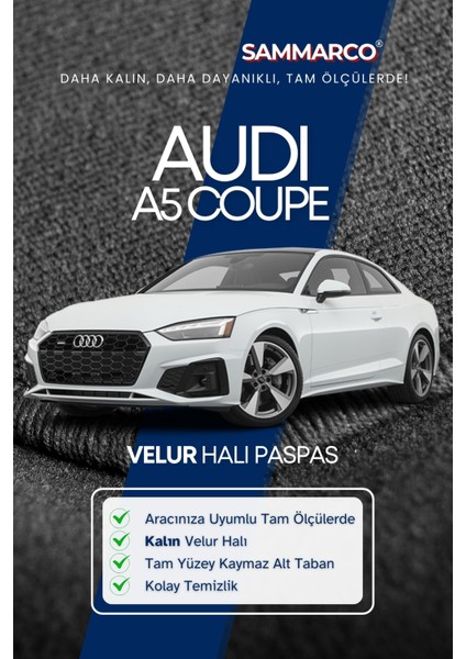 Audi A5 Coupe 2009-2024 Halı Paspas Velur Paspas Kumaş Paspas Oto Paspas fiyatları