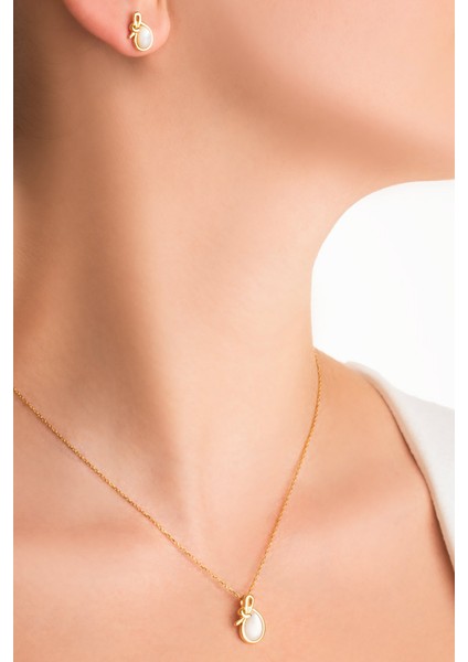 Sedef Parıltısı 18 Ayar Sarı Altın Kaplama Gümüş Küpe fiyatları