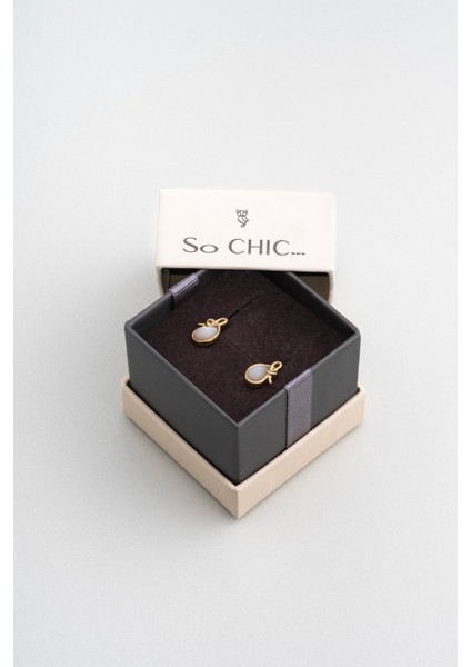 Sedef Parıltısı 18 Ayar Sarı Altın Kaplama Gümüş Küpe indirimleri