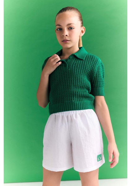 Kız Çocuk Crop Polo Yaka Triko Kazak C5369A824SM