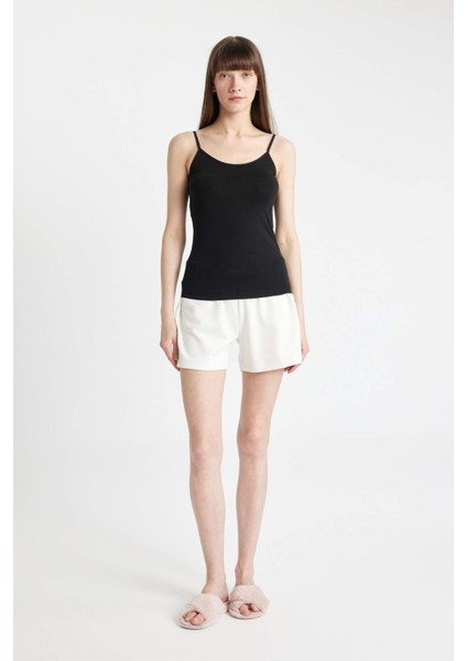 Pamuklu İnce Askılı Siyah İç Atlet-Fall in Love M6858AZ24AU