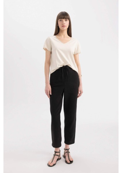 Regular Fit V Yaka Basic Düz Kısa Kollu Tişört K1507AZ24SM