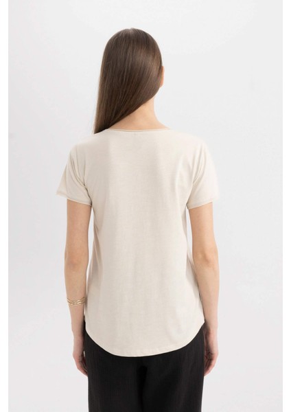 Regular Fit V Yaka Basic Düz Kısa Kollu Tişört K1507AZ24SM