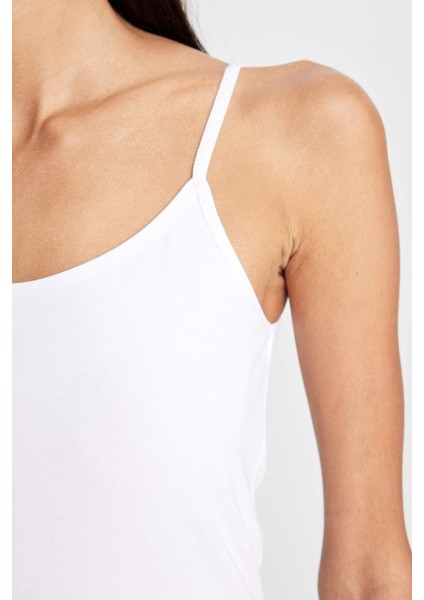 Pamuklu İnce Askılı Beyaz İç Atlet-Fall in Love M6858AZ24AU