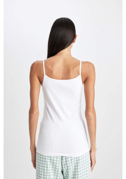 Pamuklu İnce Askılı Beyaz İç Atlet-Fall in Love M6858AZ24AU