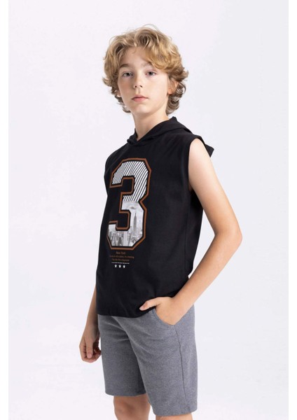 Erkek Çocuk Kapüşonlu Baskılı Atlet C5102A824SM