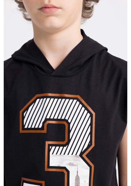 Erkek Çocuk Kapüşonlu Baskılı Atlet C5102A824SM