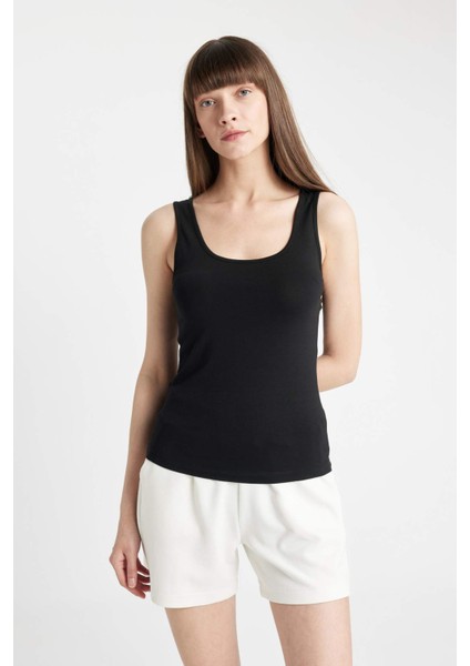 Regular Fit Pamuklu Basic Düz Siyah İç Atlet-Fall in Love R9041AZ24AU