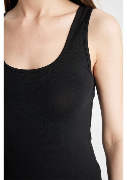 Regular Fit Pamuklu Basic Düz Siyah İç Atlet-Fall in Love R9041AZ24AU