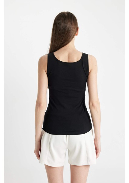 Regular Fit Pamuklu Basic Düz Siyah İç Atlet-Fall in Love R9041AZ24AU