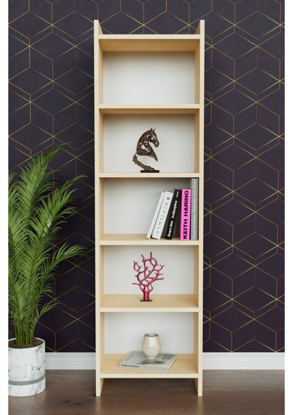 5 Raflı Beyaz Kitaplık Ofis Evrak Çok Amaçlı Kitaplığı Akçaağaç fiyatları