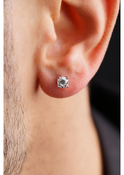 14 Ayar Altın Tektaş Küpe Erkek