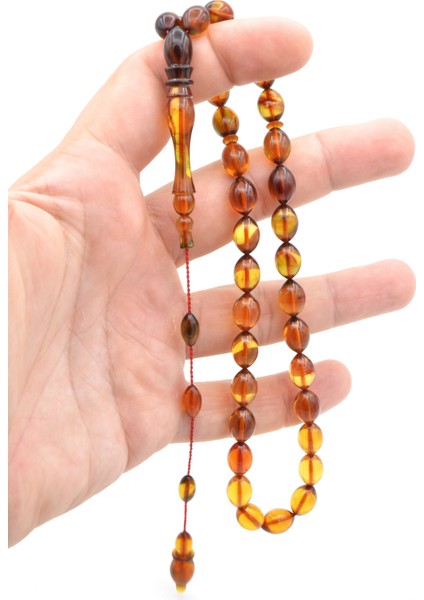 Sistemli Usta Yapımı Kalem Işi Imameli Süzme Bal Rengi Sıkma Kehribar Tesbih modelleri