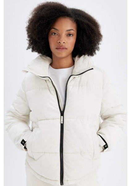 Su İtici Regular Fit Dik Yaka Fermuarlı El Geçmeli Cepli Şişme Mont Z1438AZ24WN