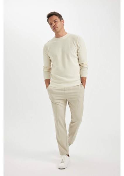 Standart Fit Normal Kesim Pamuklu Bisiklet Yaka Triko Kazak A5181AX24AU