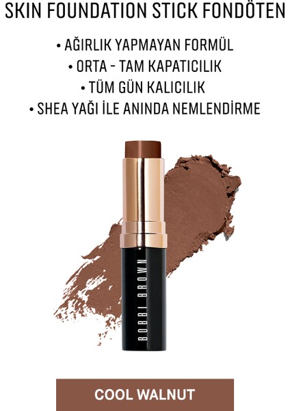 Skin Foundation Stick - Taşınabilir Nemlendirici Stick Fondöten 9g - Cool Walnut modelleri