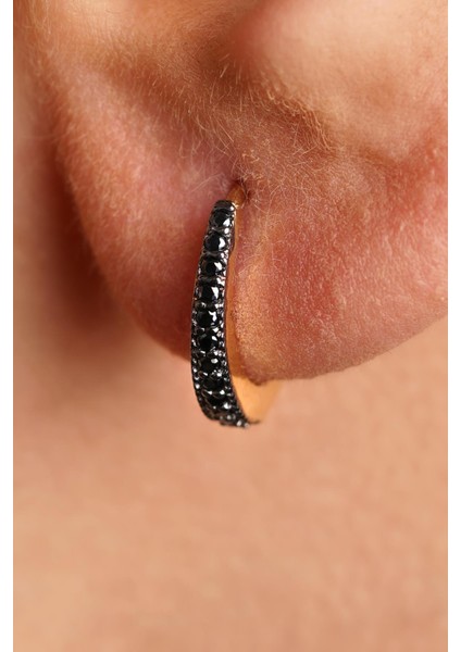 14 Ayar Altın Siyah Taşlı Süzme Erkek Halka Küpe fiyatları