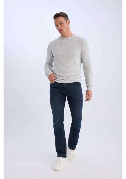 Standart Fit Normal Kesim Bisiklet Yaka Dokulu Basic Düz Triko Kazak R1175AZ24WN