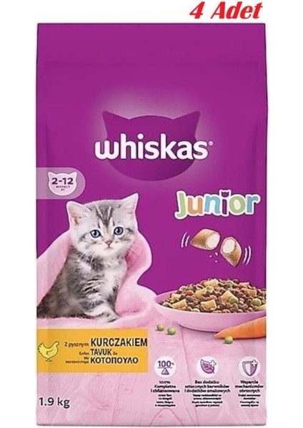 Junior Tavuklu Yavru Kuru Kedi Maması 1.9 Kg*4 Adet