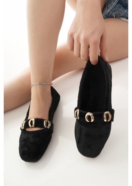 Kadın Babet Siyah Hafif Rahat Şık Iş Ofis Günlük Ayakkabı