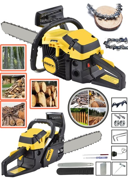 Dcm Series Turbo Benzinli Motorlu Testere 52 cc Hızar Ağaç Odun Kesim Makinası 55 cm Pala