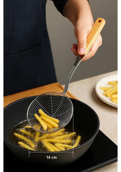 Ladle - Bambu Saplı Tel Kevgir 14CM