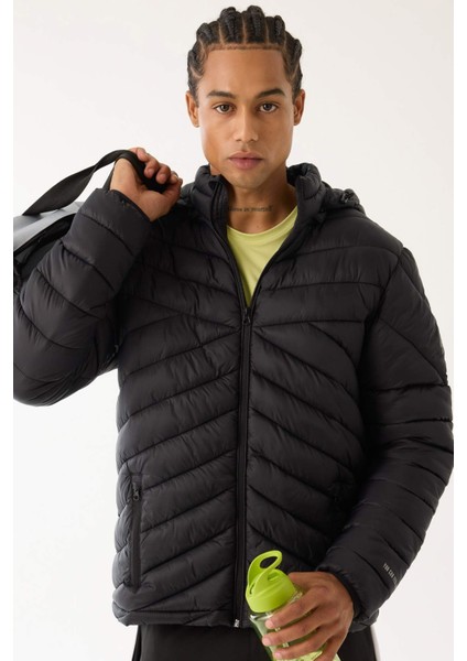 Fit Şişme Mont Su İtici Rüzgar Geçirmez Slim Fit Dar Kesim Kapüşonlu Fermuarlı Cepli A3034AX24AU