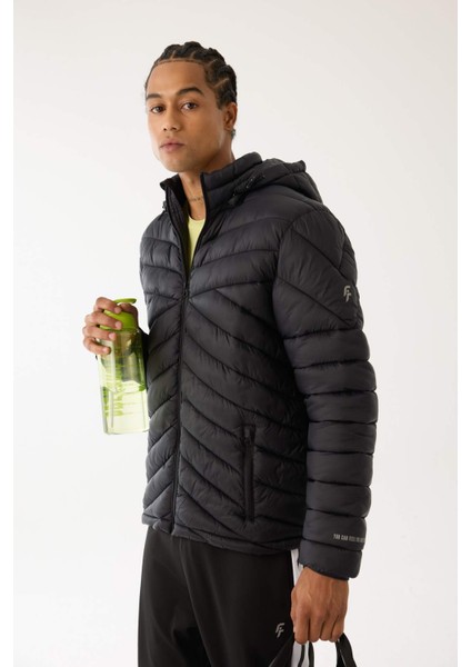 Fit Şişme Mont Su İtici Rüzgar Geçirmez Slim Fit Dar Kesim Kapüşonlu Fermuarlı Cepli A3034AX24AU