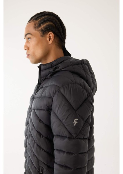 Fit Şişme Mont Su İtici Rüzgar Geçirmez Slim Fit Dar Kesim Kapüşonlu Fermuarlı Cepli A3034AX24AU