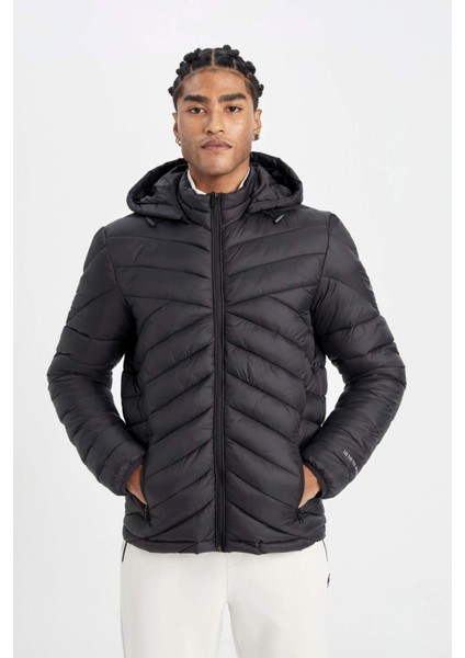 Fit Şişme Mont Su İtici Rüzgar Geçirmez Slim Fit Dar Kesim Kapüşonlu Fermuarlı Cepli A3034AX24AU