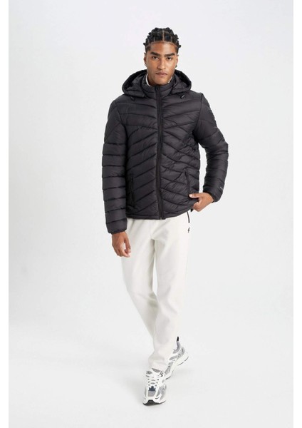 Fit Şişme Mont Su İtici Rüzgar Geçirmez Slim Fit Dar Kesim Kapüşonlu Fermuarlı Cepli A3034AX24AU