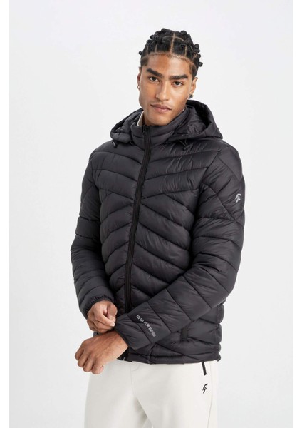 Fit Şişme Mont Su İtici Rüzgar Geçirmez Slim Fit Dar Kesim Kapüşonlu Fermuarlı Cepli A3034AX24AU