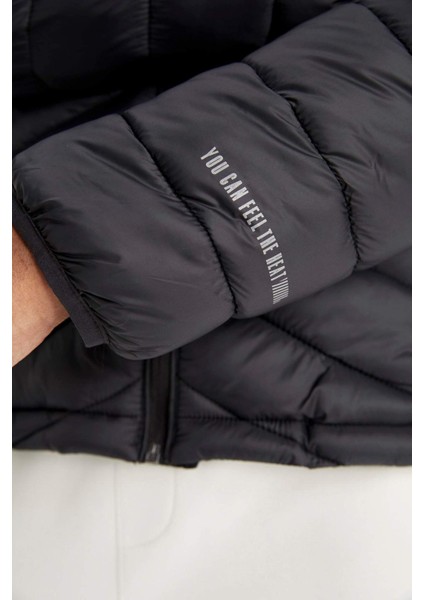 Fit Şişme Mont Su İtici Rüzgar Geçirmez Slim Fit Dar Kesim Kapüşonlu Fermuarlı Cepli A3034AX24AU