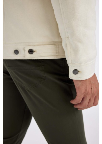 Slim Fit Dar Kesim Gömlek Yaka Fermuarlı İç Cepli Süet Mevsimlik Baharlık Ceket Mont A3254AX24AU