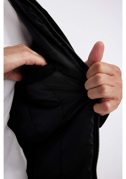 Slim Fit Dar Kesim Gömlek Yaka Fermuarlı Süet Ceket Mont A3254AX24AU