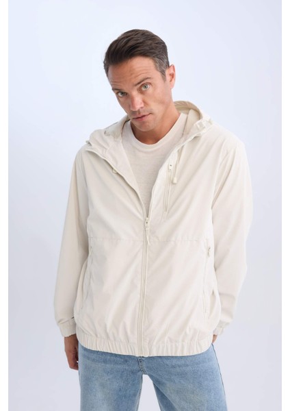 Regular Fit Kapüşonlu Mont Fermuarlı Cepli File Astarlı Mevsimlik C4562AX24AU