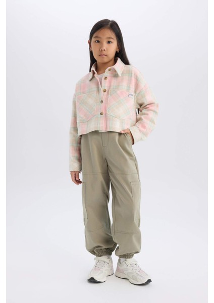 Kız Çocuk Kargo Cepli Beli ve Paçası Lastikli Pamuklu Paraşüt Pantolon C8843A824AU