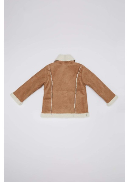 Kız Bebek Gömlek Yaka Mont Suni Kürk Astarlı Cep İçi Polarlı Fermuarlı Süet Mont C6578A524AU