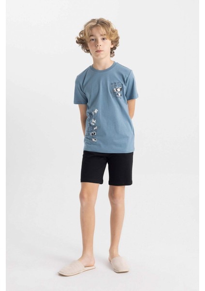 Erkek Çocuk Disney Mickey & Minnie Pijama Takımı Kısa Kollu Üst Şort C7914A824SM