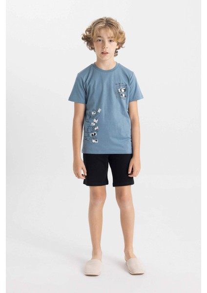 Erkek Çocuk Disney Mickey & Minnie Pijama Takımı Kısa Kollu Üst Şort C7914A824SM