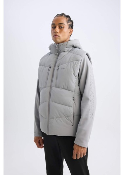 Fit Su İtici Regular Fit Kapüşonlu Rüzgar Geçirmez Fermuarlı Mont C6053AX24WN