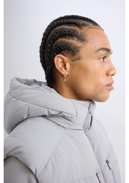 Fit Su İtici Regular Fit Kapüşonlu Rüzgar Geçirmez Fermuarlı Mont C6053AX24WN