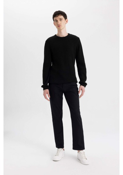 Standart Fit Normal Kesim Bisiklet Yaka Dokulu Triko Kazak C8814AX24WN