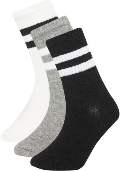 Erkek Çocuk 3'lü Pamuklu Çember Desenli Uzun Çorap C8023A8NS