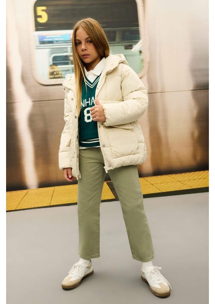 Kız Çocuk Straight Fit Düz Geniş Bol Paça Cepli Pamuklu Pantolon C7472A824AU