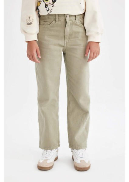 Kız Çocuk Straight Fit Düz Geniş Bol Paça Cepli Pamuklu Pantolon C7472A824AU